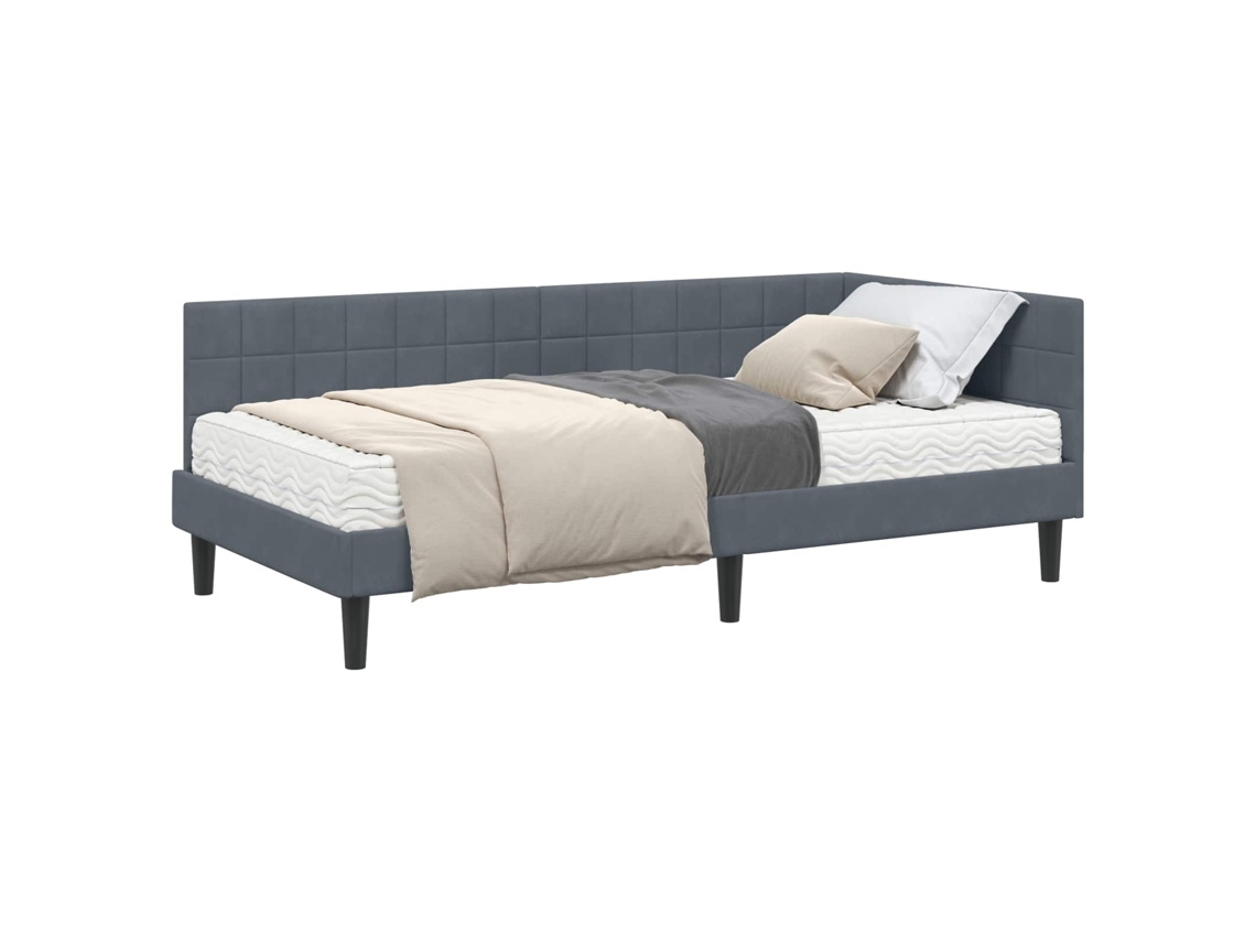 Maison Exclusive - Estructura De Cama Esquina Con Colchón 2 Pcs Gris Terciopelo