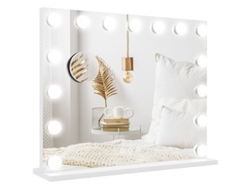 Espejo de maquillaje con LED, 3 modos de luz, intensidad ajustable, control táctil, USB, 58x48cm, blanco