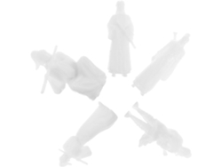 Juego De 5 Mini Figuritas Chinas Antiguas En Resina Blanca 3 Para