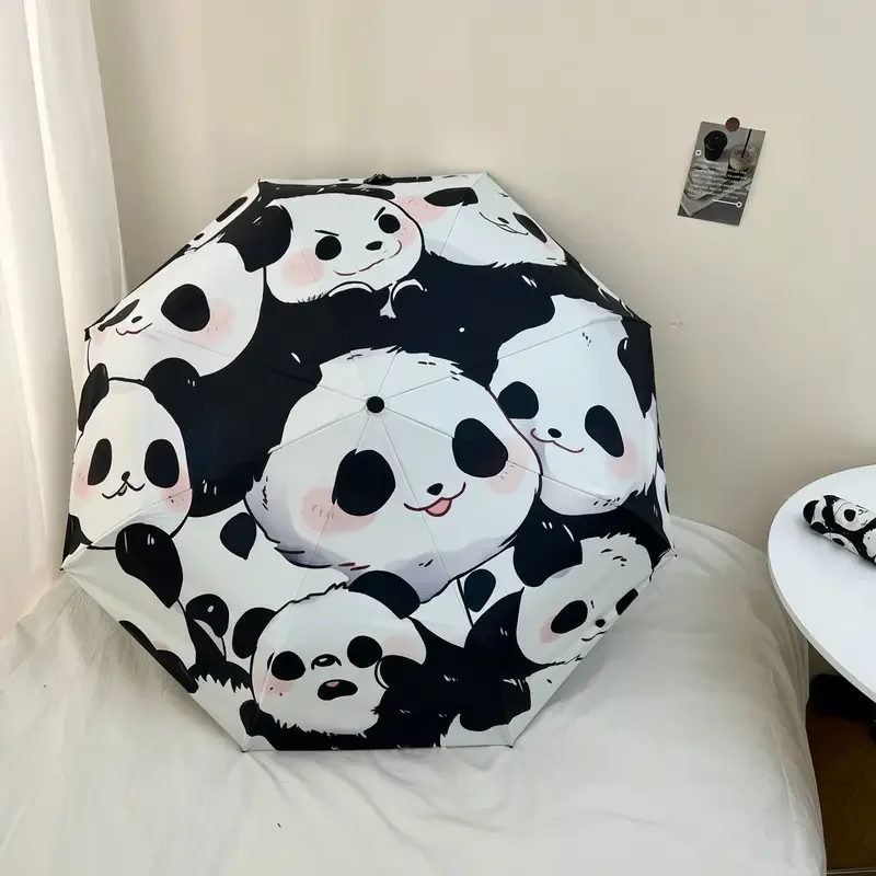 Paraguas Mini De Bolsillo Reforzado Con Diseño De Panda, Protección Uv, Ultraligero Y Portátil.