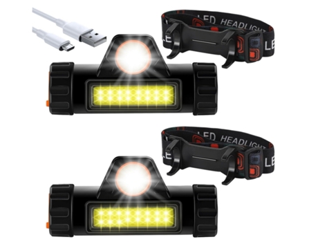 Linterna Frontal Recargable 2 Paquetes Linterna Frontal Led Ultra Brillante y Liviana con 2 Modos de Iluminación Linterna Frontal Led Impermeable N...