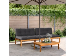 Sofás de palets de jardín de dos piezas con cojines de acacia maciza DKD Home Decor
