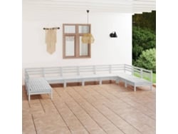 Conjunto de salón de jardín de 10 piezas de pino macizo blanco Dkd Home Decor