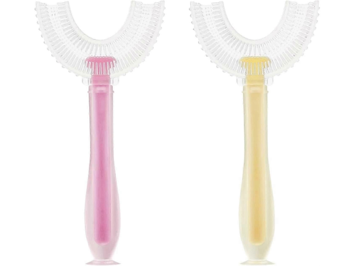 2 cepillos de dientes infantiles en forma de U con cerdas de silicona suave para un suave masaje y limpieza de las encías, cepillo de dientes manual GOKOCO