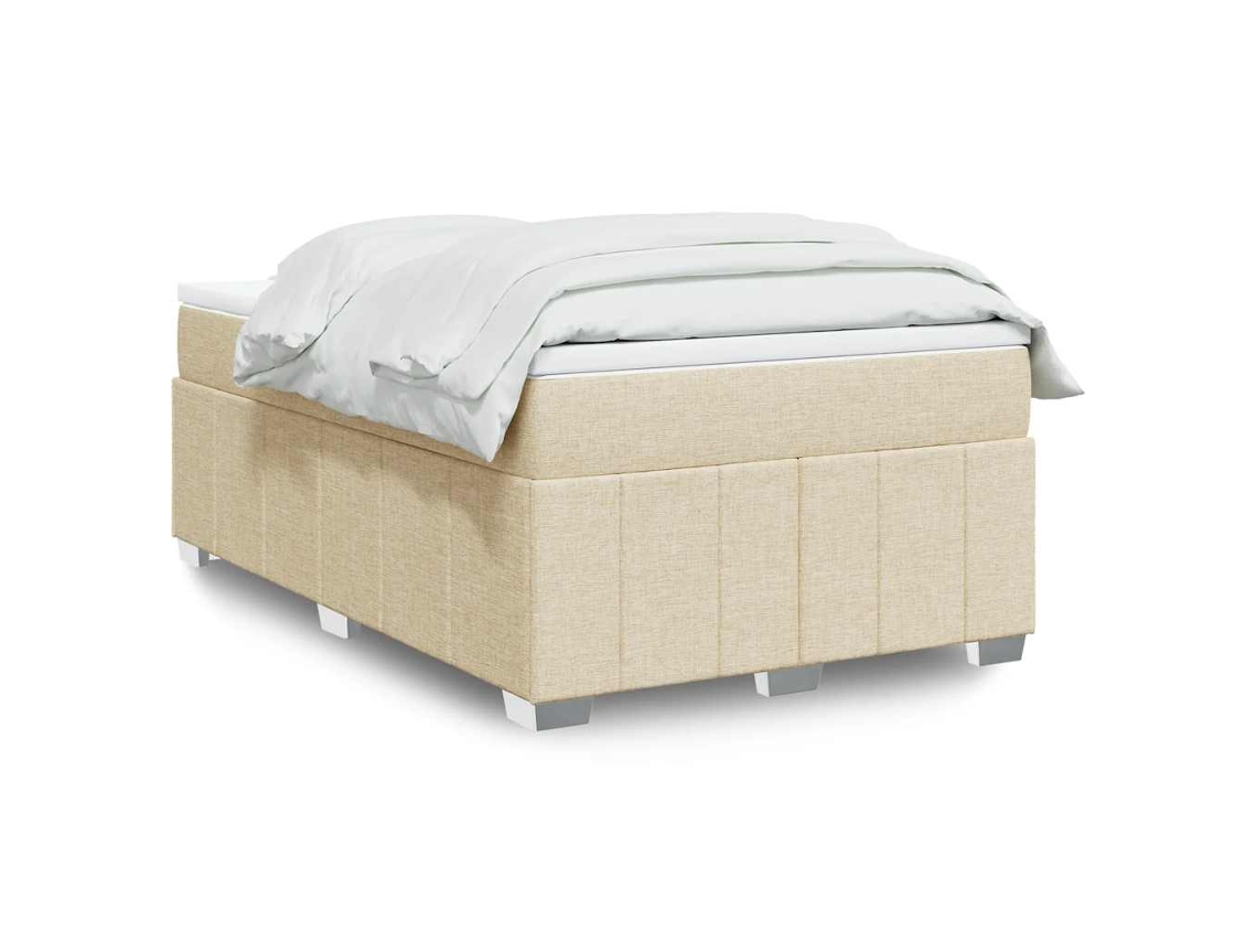 Cama Box Spring Con Colchón Tela Color Crema 120x200 Cm