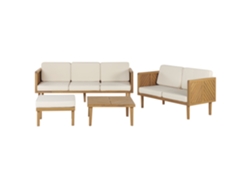 Conjunto de jardín 5 plazas de madera de acacia clara/blanco crema con otomana BELIANI Baratti