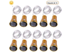 (10 Cuentas Led Blancas De 2m20) Lámpara De Botella De Vino Con Energía Solar, Diseño De Tapa De Botella De Cobre.