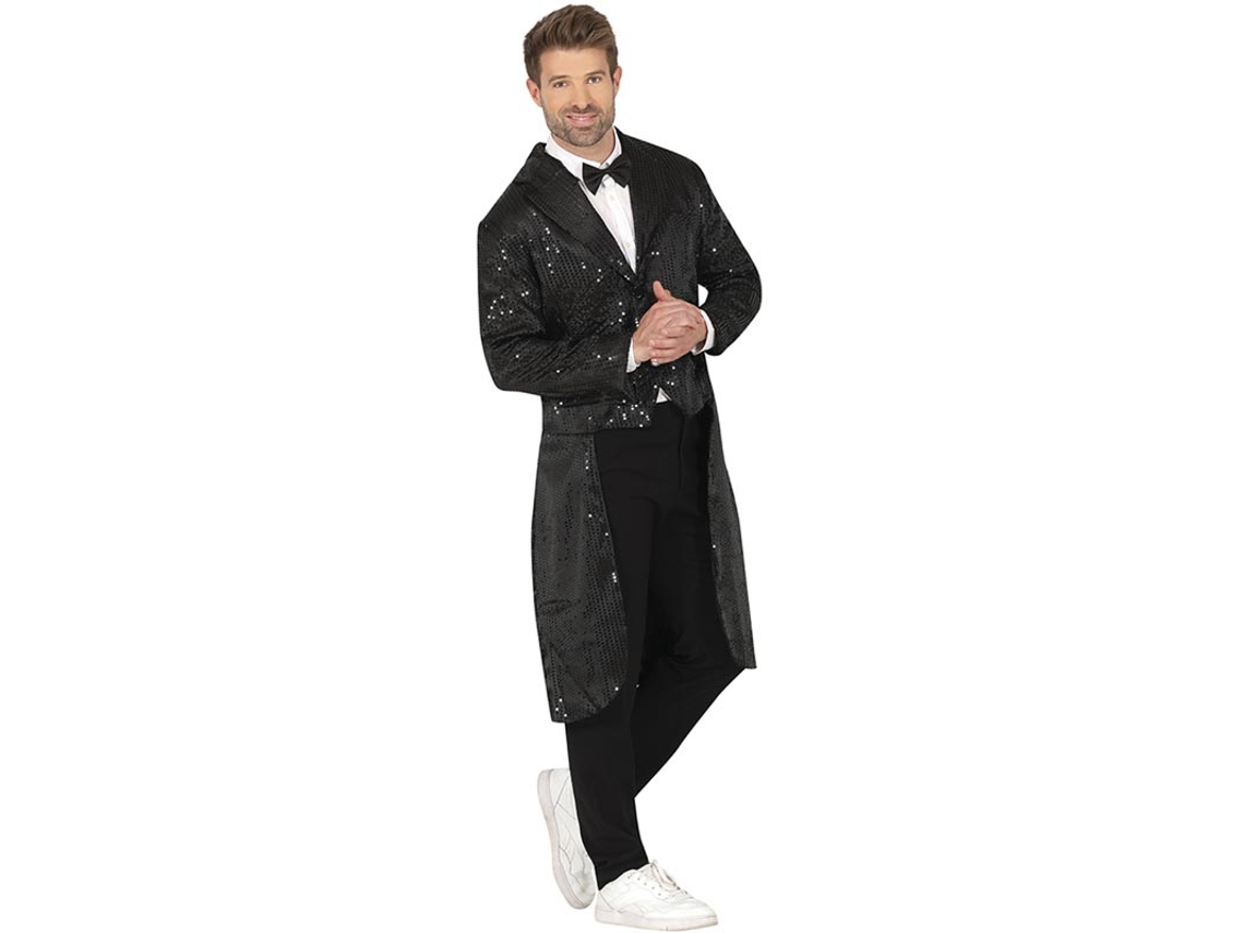 Disfraz o Frac con lentejuelas negro para hombre