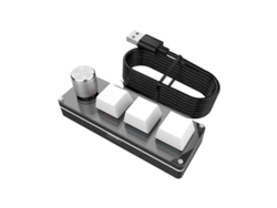 Mini teclado mecánico con cable USB de tres teclas, control rápido de volumen para oficina y portátil, blanco Everley891
