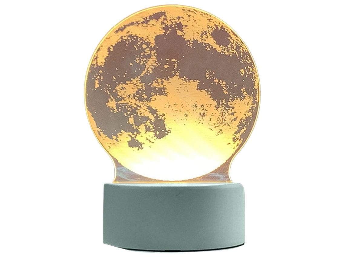 Luz Noturna 3D Con Batería Usb - Luz Amarela Quente - Lua JEIIBRZUI