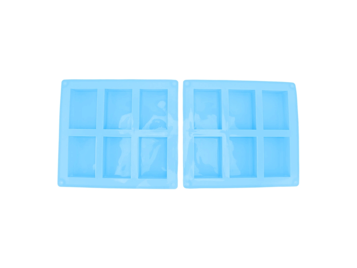 Moldes de silicona de 6 compartimentos, resistentes al calor, reutilizables, azules, 2 unidades
