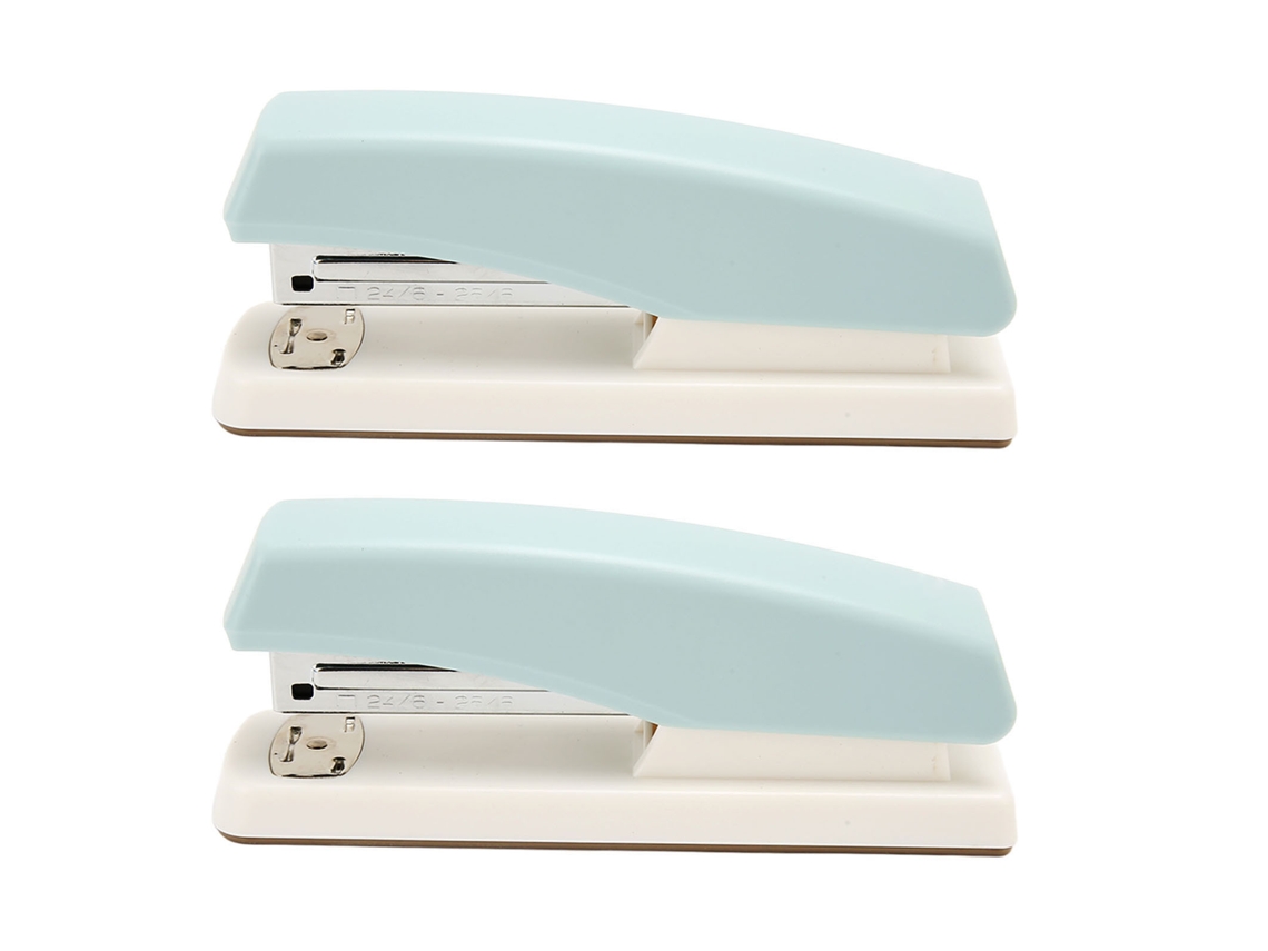 2 Unidades Grapadora De Oficina Antideslizante Portátil Estable Duradera Ergonómica Para Estudiantes Azul