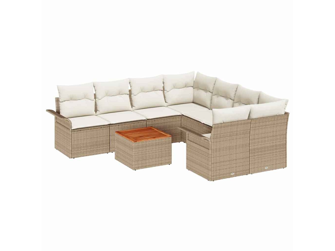 Maison Exclusive - Juego de sofás de jardín de mimbre de 9 piezas en color beige y crema