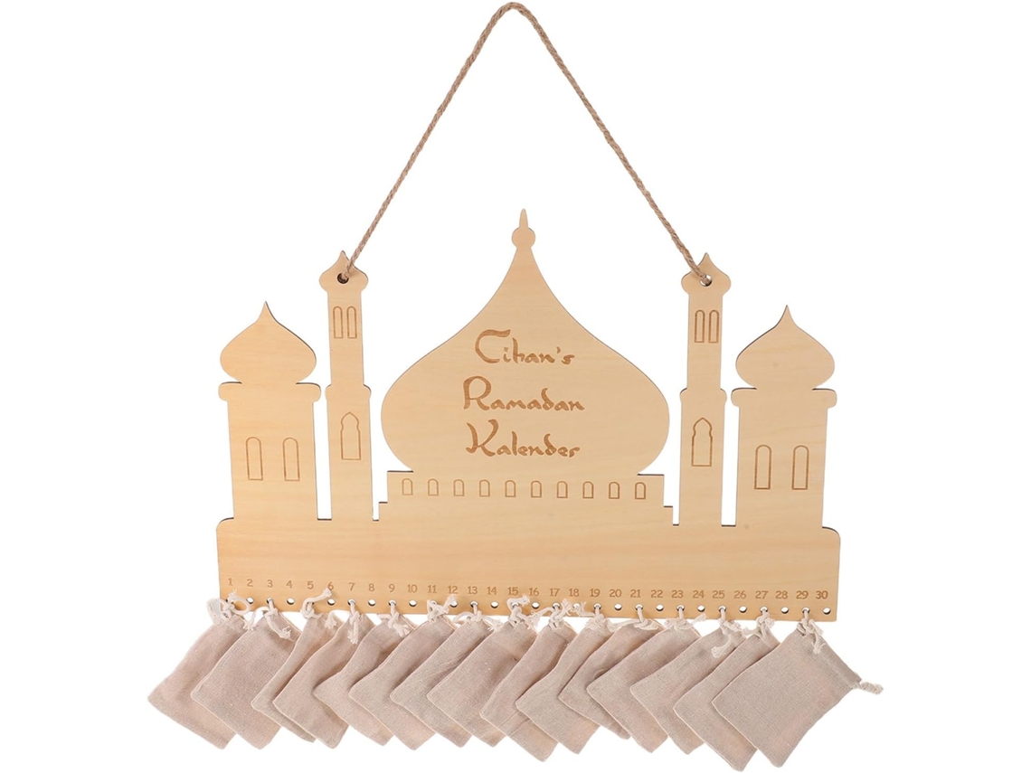 Calendario De Adviento De Madera Para Ramadán 2026, Con Bolsillos Para Rellenar, 30 Días.