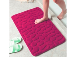 (rosa) Alfombra De Baño Antideslizante, Estampado De Piedras, Tejido No Tejido, Muy Absorbente, Lavable.