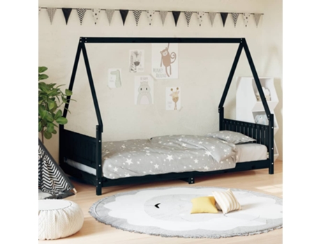 Estructura De Cama Infantil VIDAXL Negro Madera (90x190 cm)