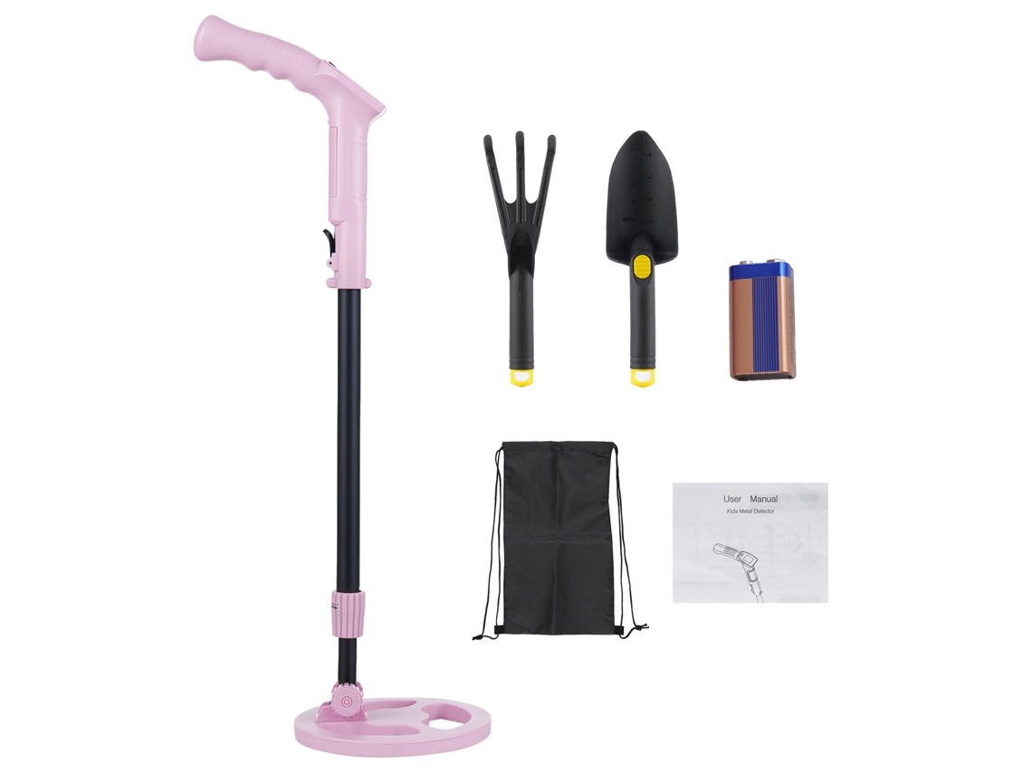 Detector De Metales Para Niños Buscador De Tesoros Manual Con Lcd Y Alerta Sonora Ip68 Ajustable 20.86-31.1" Con Pala Y Rastrillo