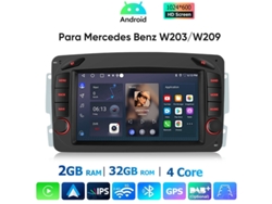 Gps Rádio Android Para Mercedes W203/w209 Carplay Sem Fios Android 14 32gb Bt