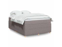 Cama Box Spring Con Colchón Tela Gris Taupe 160x200 Cm