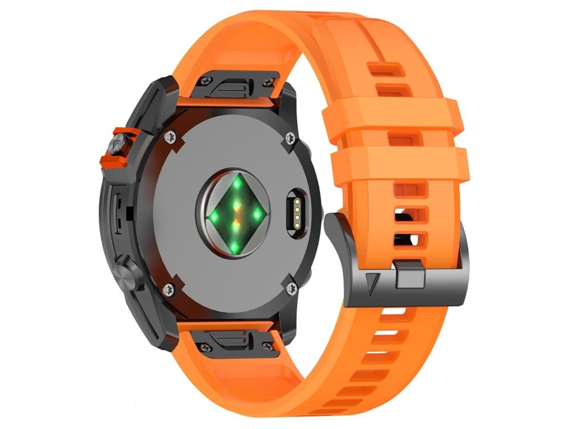 Bracelete Para Garmin (22mm) - Silicone - Liberação Rápida - Fivela De Aço Preta Laranja