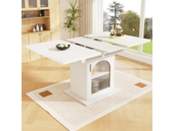 Mesa De Comedor Extensible (140×80 Cm) Con Estantes De Almacenamiento, Diseño Que Ahorra Espacio, Adecuada Para Cocinas Y Salones.