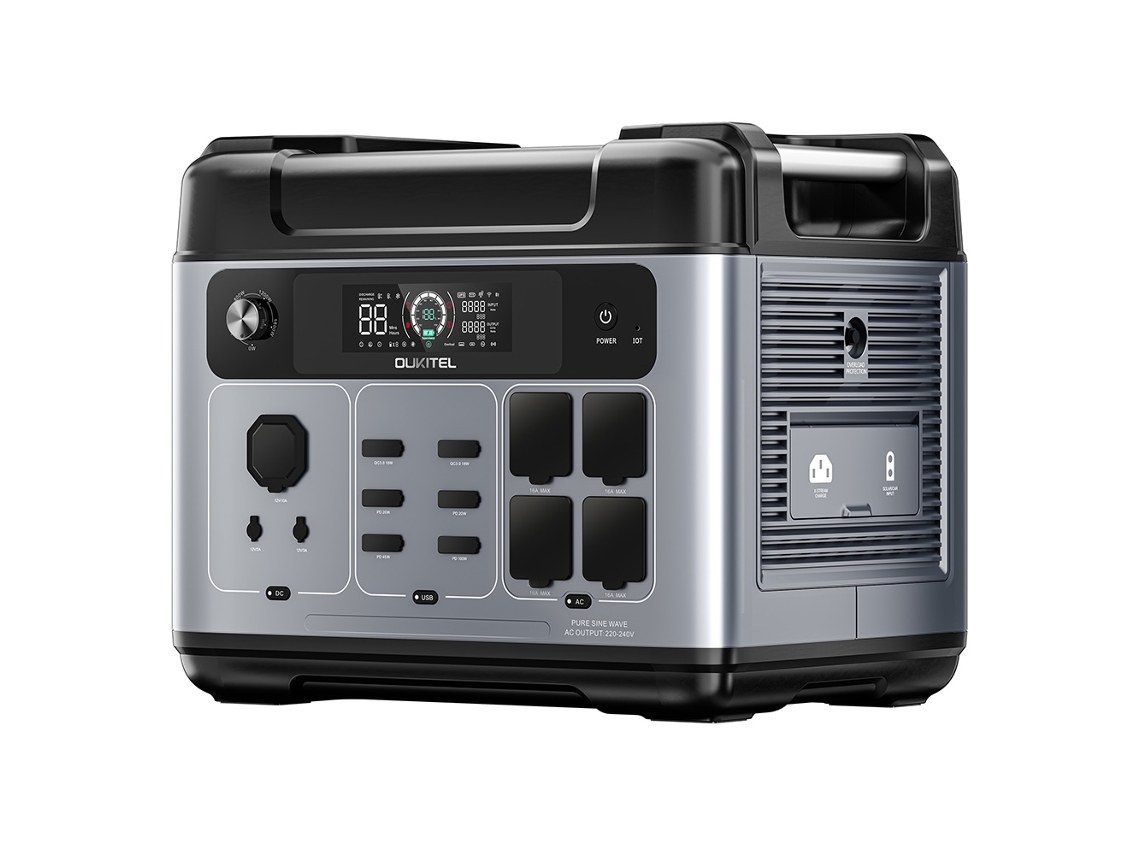 Generador portátil Oukitel P2001 Pro de 3200 W, 2048 Wh, batería LiFePO4, solar, UPS rápido, ideal para camping