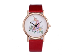Reloj De Pulsera De Cuarzo De Aleación Para Mujer, Moderno Y Con Correa De Cuero Sintético (rojo).