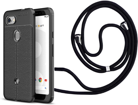 Funda Google Pixel 3A Rugged Leather con Collar Negro