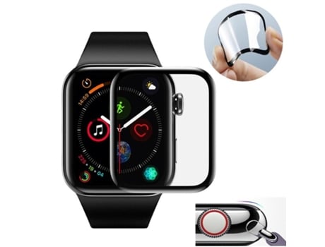 Protector de Pantalla SLOWMOOSE para Reloj Apple Vidrio Templado em Hd de Borde Curvo 3D (Negro - Serie 4 5 44 Mm)