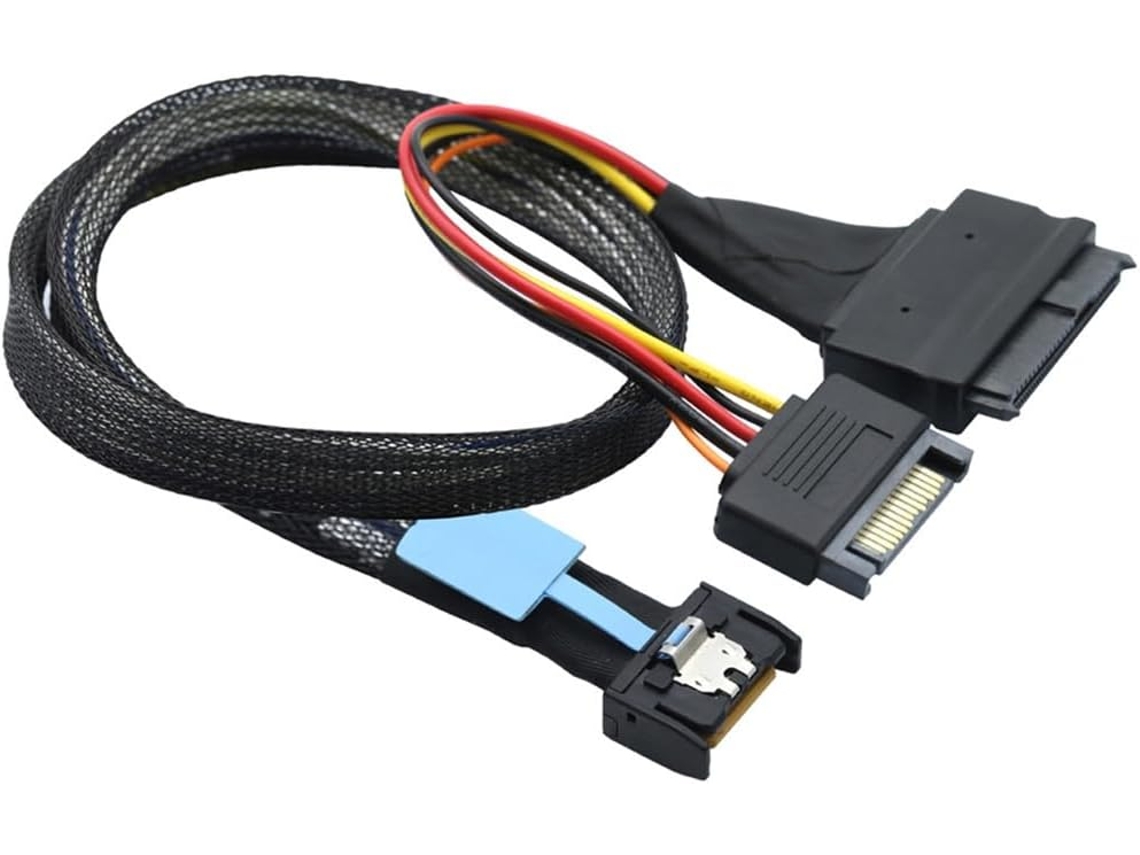 Cable Adaptador De Alimentación Sata Gen5 Mcio Slimline Sff-8654 4i A Sas 8639 U.2 De 15 Pines