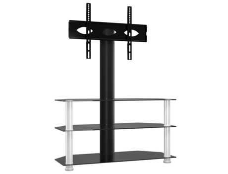 Mueble TV esquina 3 niveles para VIDAXL pulgadas negro plateado (90 x 40 x 110 cm)