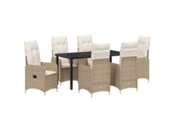 Maison Exclusive - Conjunto De Comedor De Jardín 7 Pcs Beige Ratán Sintético