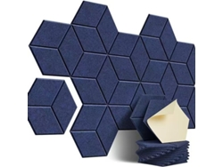 Paneles Acústicos Autoadhesivos De Fibra De Poliéster Para Tratamiento Acústico (12 Unidades, Azul/30x26cm) Gertiz