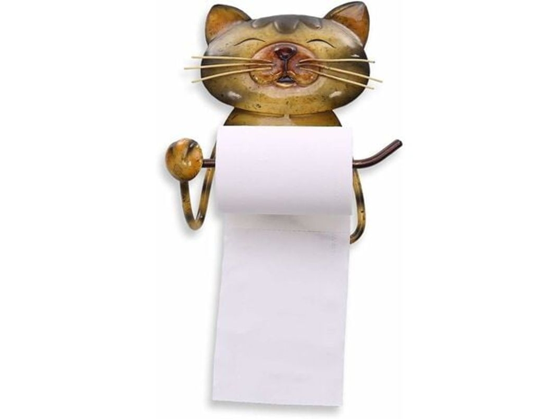 Porta Papel Higiénico De Hierro Forjado Con Diseño De Gato Para Baño Pared Colgante Multifuncional