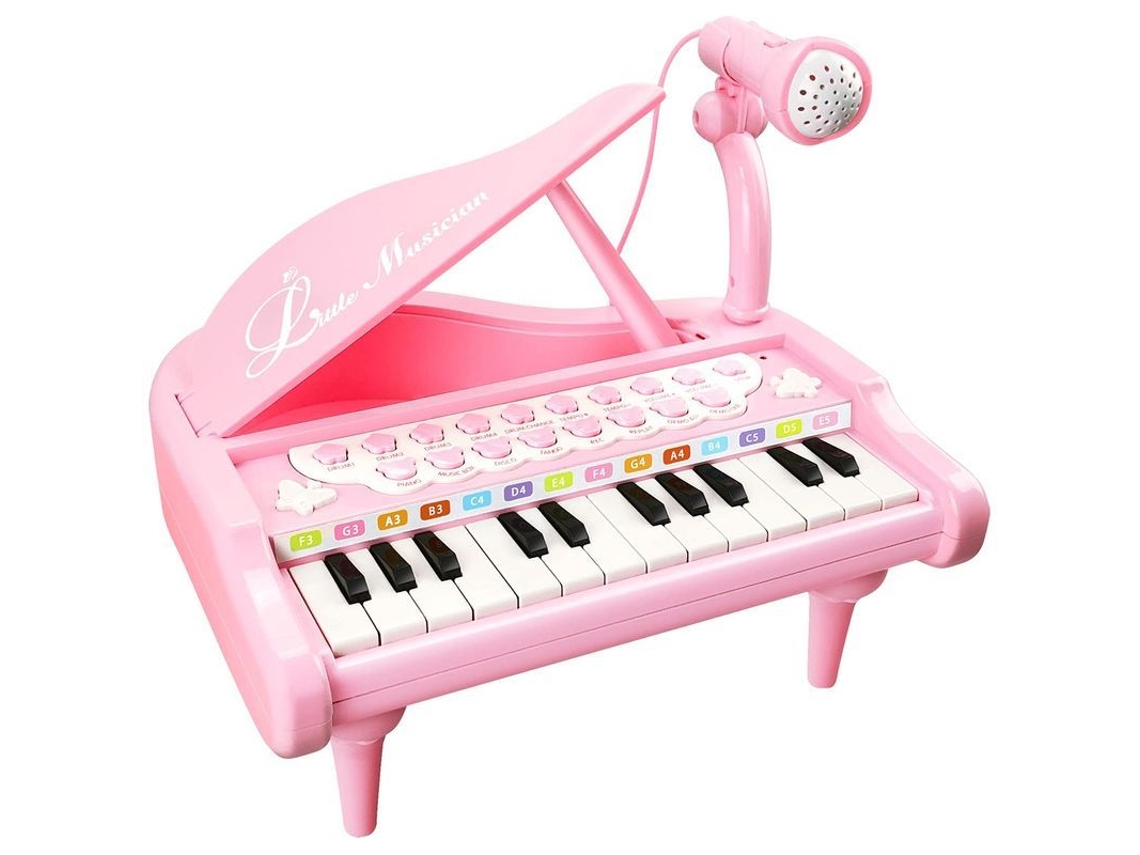Piano Infantil Con 24 Teclas Y Micrófono, Juguete Musical Para Niños A Partir De 1 Año, Regalo De Cumpleaños Rosa.