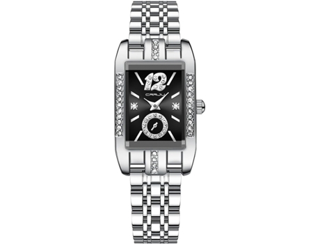 VEANXIN Reloj de pulsera para mujer con pantalla cuadrada resistente al agua-Negro plata