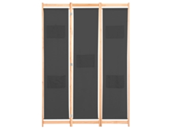 Separador de ambientes con 3 paneles, 120x170x4 cm, tela gris.