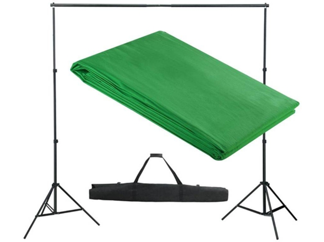 vidaXL Sistema de soporte de telón fondo 300x300 cm verde