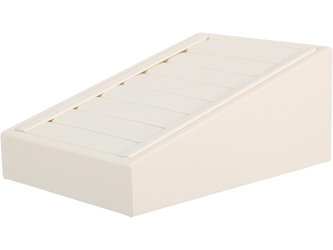Organizador De Pendientes De Cuero Sintético Blanco, Bandeja Compacta Para Anillos Con