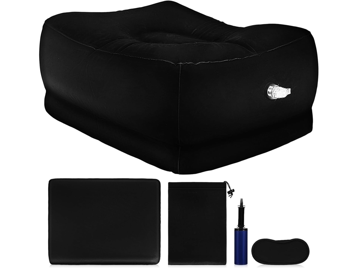 Reposapiés hinchable de PVC negro, diseño fiable y ajustable. SFUSHOS
