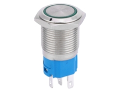 Botón pulsador de reinicio automático de metal, 16 mm, LED, 1 NA, 1 NC, 220 V, verde, para modificación de coche