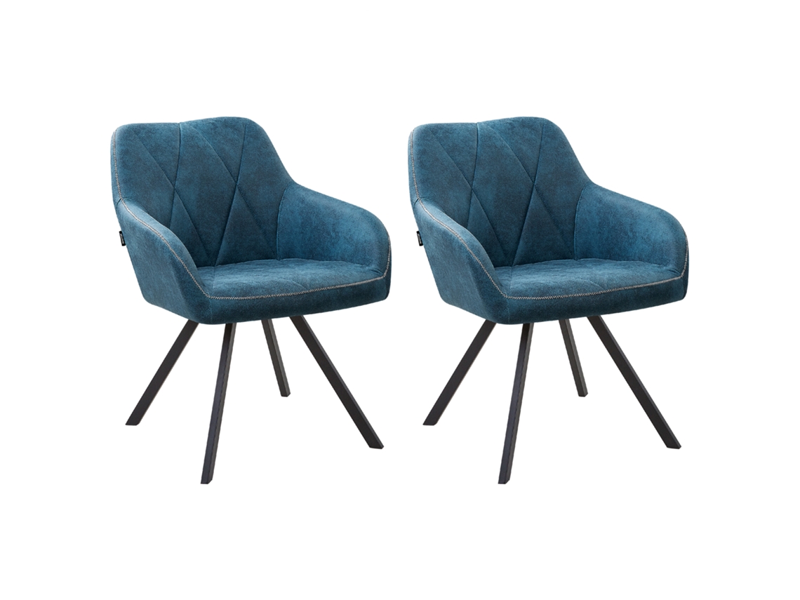Conjunto de cadeiras com costas acolchoadas BELIANI Monee de Poliéster Azul 48x50x78