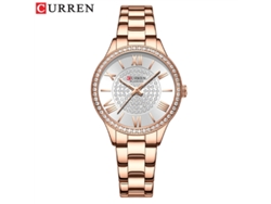 Reloj Elegante Con Pedrería (oro Rosa Y Blanco) Y Correa De Acero Inoxidable, Estilo Fresco E Informal.