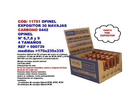 Opinel expositor 30 navajas carbono 0442 170x235x335 000739