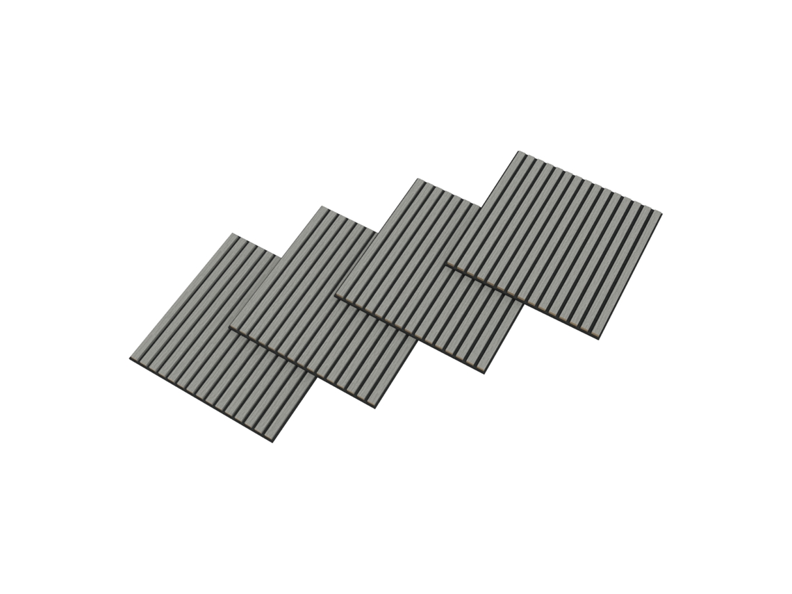 Conjunto de 12 paneles acústicos Vang 3D, 4,32 m², lamas lineales - roble gris claro, Neu.holz