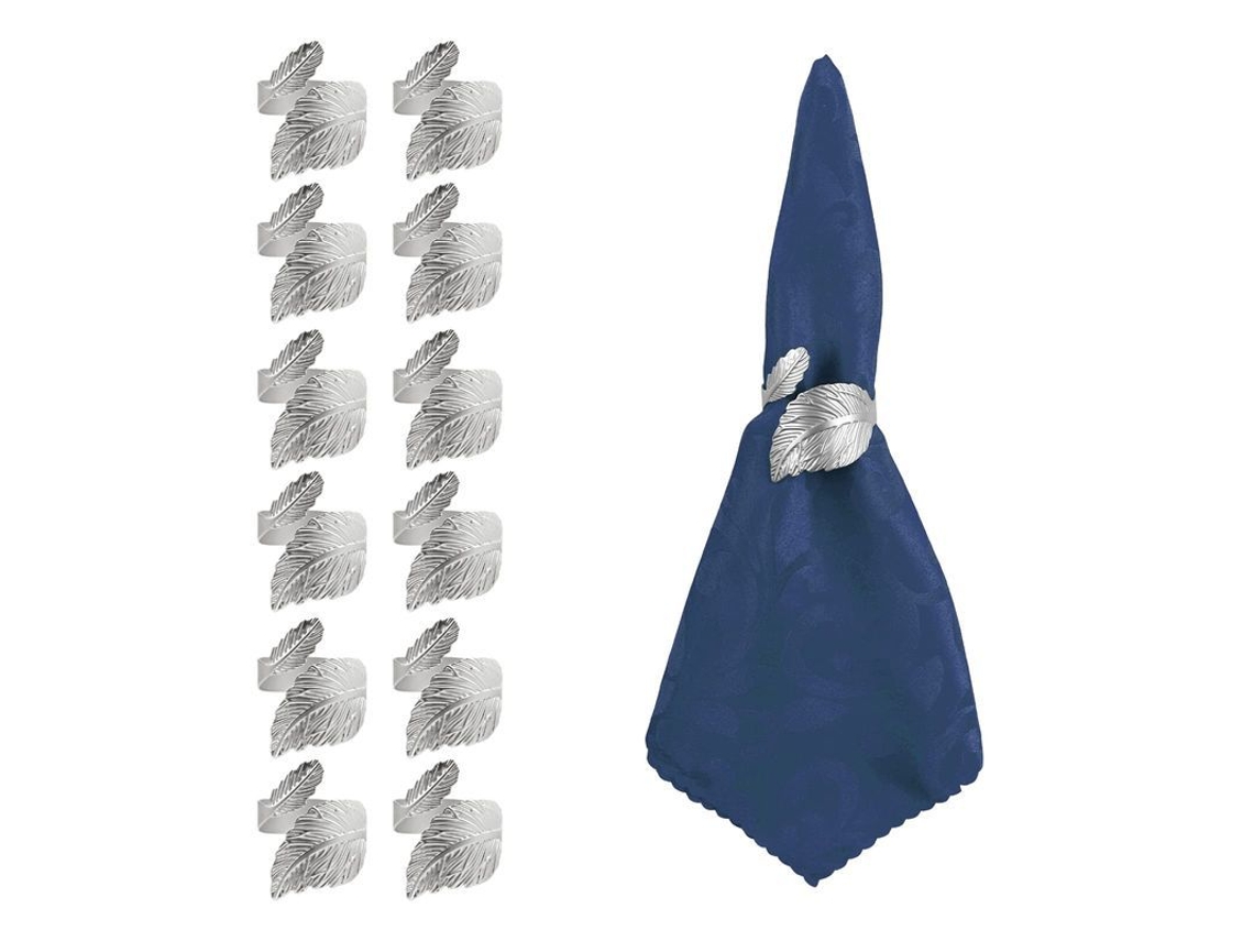 2026-aros De Servilleta De Hoja Linjou Plata 12 Unidades Para Mesa Fiesta Navidad Bodas Aniversario
