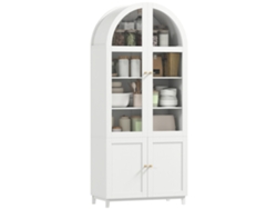 Mueble De Cocina, Vitrina Con 4 Puertas (2 Acrílicas) Y Estantes Ajustables, 78 X 40 X 180 Cm, Blanco