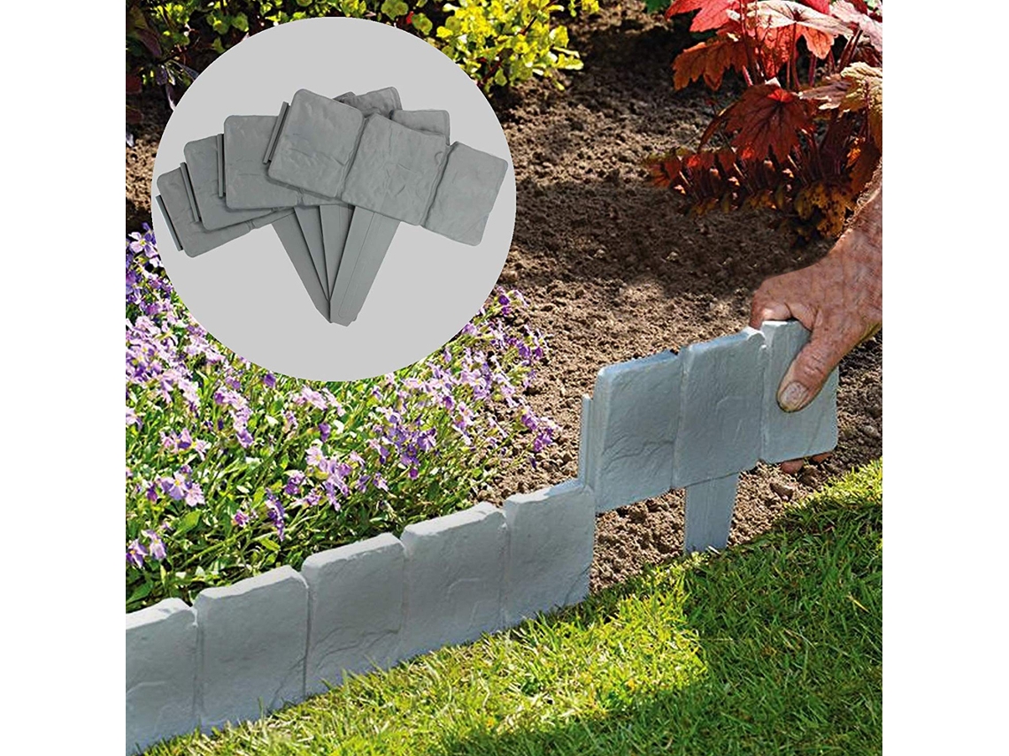 Borde decorativo de plástico para jardín con 20 piezas