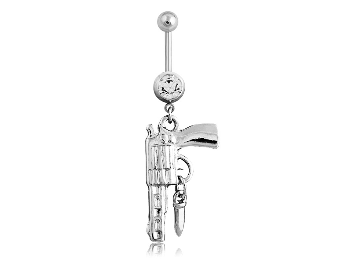 Piercings colgantes para el ombligo de acero inoxidable con diseño de pistola