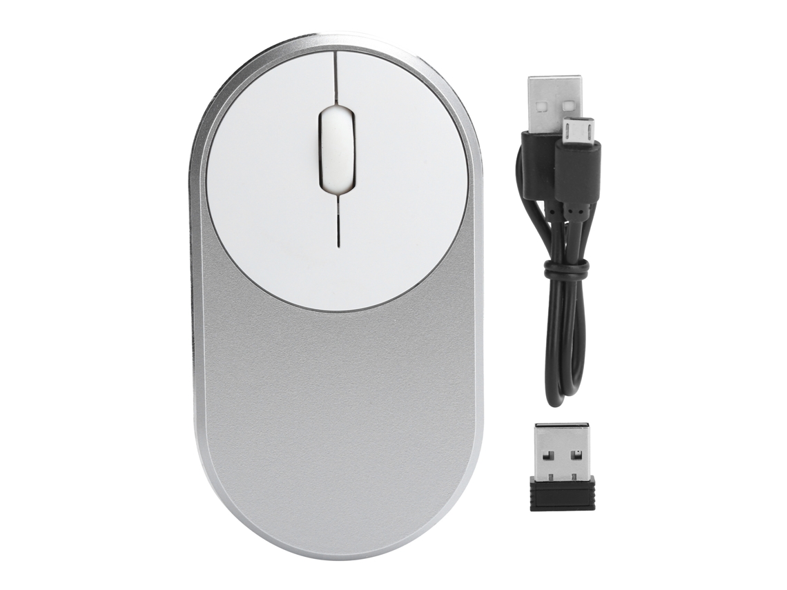 Ratón Inalámbrico Recargable Bluetooth Óptico Usb De 2,4 Ghz Para Portátiles Y Accesorios De Oficina (gris Plateado)